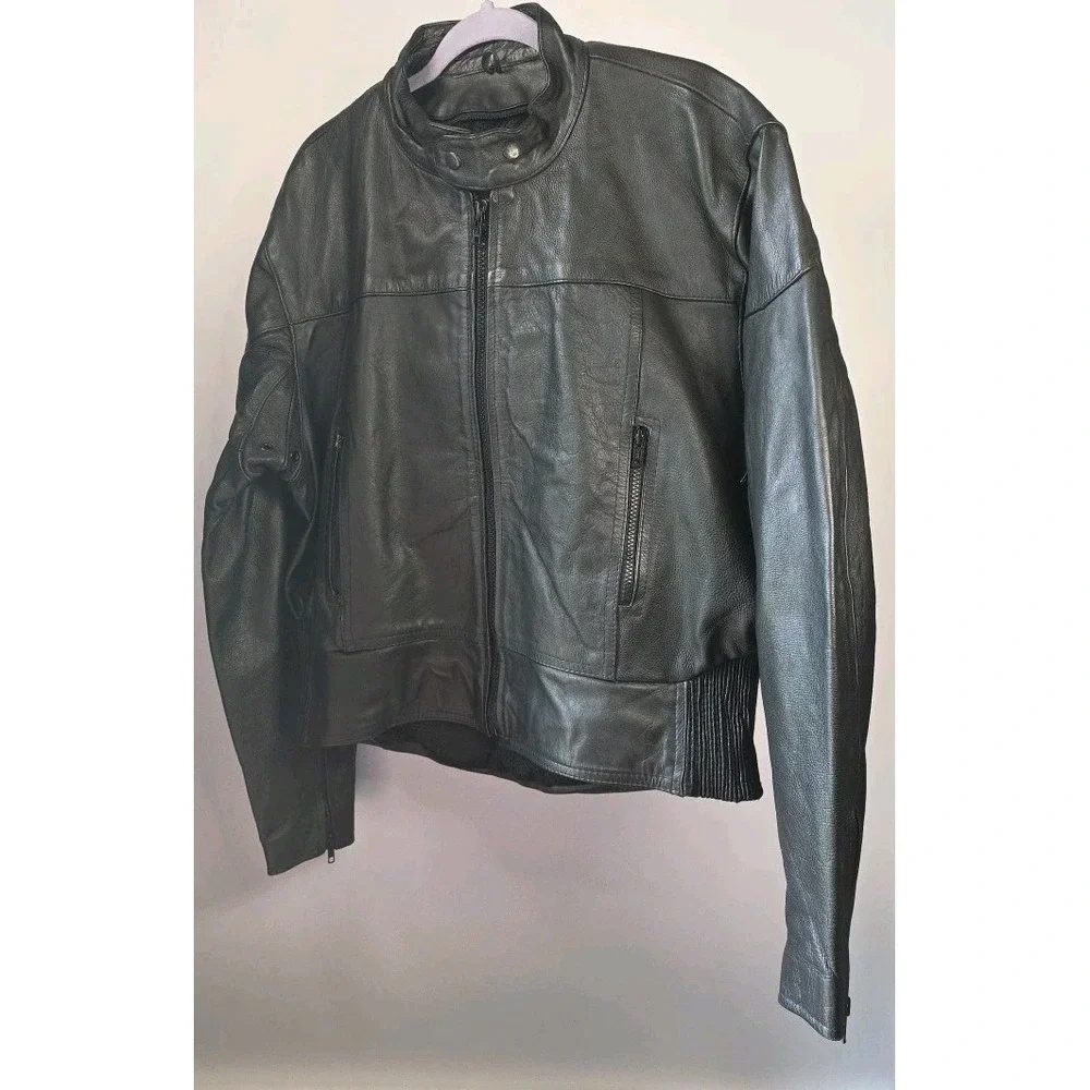 Leather Riding Jacket XL Men Vented Padded Inner Zip For Liner‎ Heavy Harley...